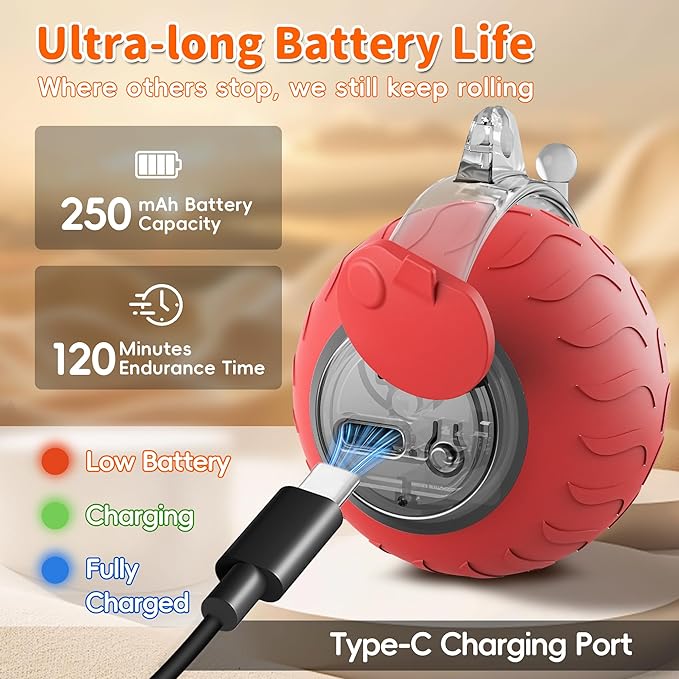 UPSKY Interactive Cat Toy Ball for Indoor Cats, Automatic Moving Electric Rolling Cat Ball Toy, 3-Speed Modes Smart Kitten Toys with Sounds, USB Rechargeable & Sturdy for Bored Kittens/Adult Cats