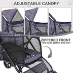 MoNiBloom 4 Wheels Pet Stroller, Easy-Fold Umbrella Shaped Dog Cat Jogger Stroller w/Storage Bag & Visible Mesh for Small/Medium Dogs Cats Plaid