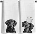 Dachshund Gifts Kitchen Towels Set of 2，Dachshund Gifts for Women Men Decor Accessories Hand Towels for Bathroom，Funny Dog Bathroom Hand Towels，16x24 Inch