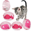 Jecery 5 Pcs Halloween Cat Spring Balls Toys Stretchable Rolling Balls Colorful Playful Coils Interactive Spring Action Toy Caged Rats for Kitten Cat Pet Supplies(Mouse,Pink,5 Pcs)