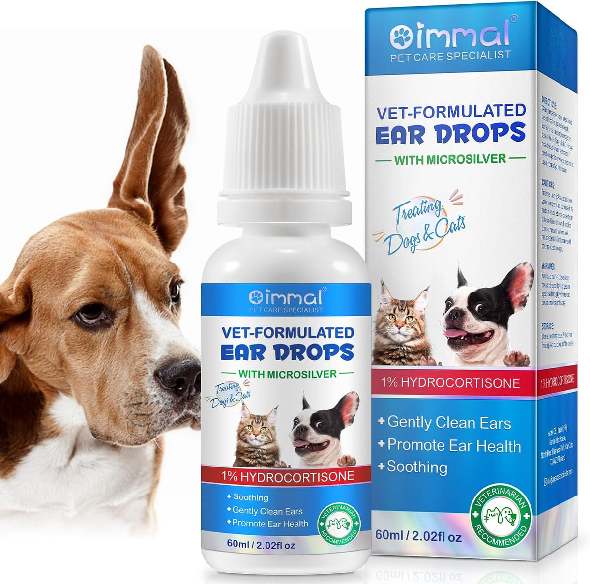 Dog Ear Infection Treatment, Cat & Dog Ear Cleaner for Itchy Relief, Antiseptic,Waxing,Cleansing, Ear Mite Treatment for Dog Cats, Yeast Ears Infection Treatment for Dogs, 2.02fl.oz