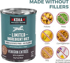 KOHA Limited Ingredient Diet Venison Entrée for Dogs - Grain Free Wet Dog Food with No Fillers - Sensitive Stomach Venison Dog Food, 13 oz - Trial Pack (3 Cans)