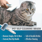 Pet Slicker Brush - Self Cleaning Brush for Dogs & Cats w/Retractable Bristles for All Hair Types - Massaging Pins Remove Tangles & Mats Painlessly - Durable Grooming Tool for Dogs & Cats