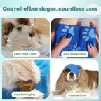 Pet Bandage 6 Rolls, Adhesive Bandage, Self Adhesive Bandage, First Aid Adhesive Gauze, for Horses, Dogs,Cats, Birds, Animals (Paw Prints, 2 Inch (Pack of 6))