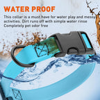 Dogline Biothane Waterproof Dog Collar with Quick Release Buckle Strong Coated Nylon Webbing with Odor- Proof for Easy Care Easy to Clean Fits Small Medium Large Dogs, Cyan Blue 5/8" W 9-14" L