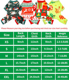 PET SHOW 4 Pack Christmas Small Dog Pajamas Holiday Dog Clothes for Medium Dogs Girl Boy Soft Stretchy PJs Xmas Jumpsuit Puppy Cats Onesies Red Green Outfits with Sleeve Pets Dachshund Costume L