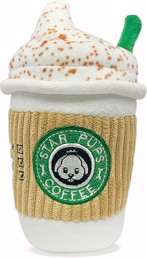 Nestpark Parody Star Pups Coffee Dog Toy Pup'kin Spice Latte - Funny Plush Squeaky Crinkle Dog Toys for Medium, Small and Large for Dog Birthday