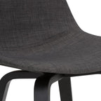 SIMPLIHOME Randolph Counter Stools (Set of 2) - 28 Inch Seat Height Upholstered Bentwood Kitchen Seats in Charcoal Grey Black Linen Look Fabric, Mid Century Seating with Curved Backrest and Footrest