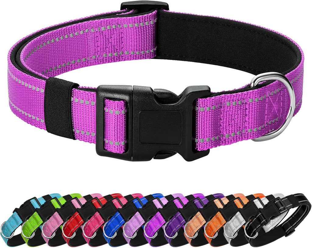 Reflective Dog Collar Padded with Soft Neoprene Breathable Quick Release Basic Dog Collars for Puppy Small Dogs Dark Magenta