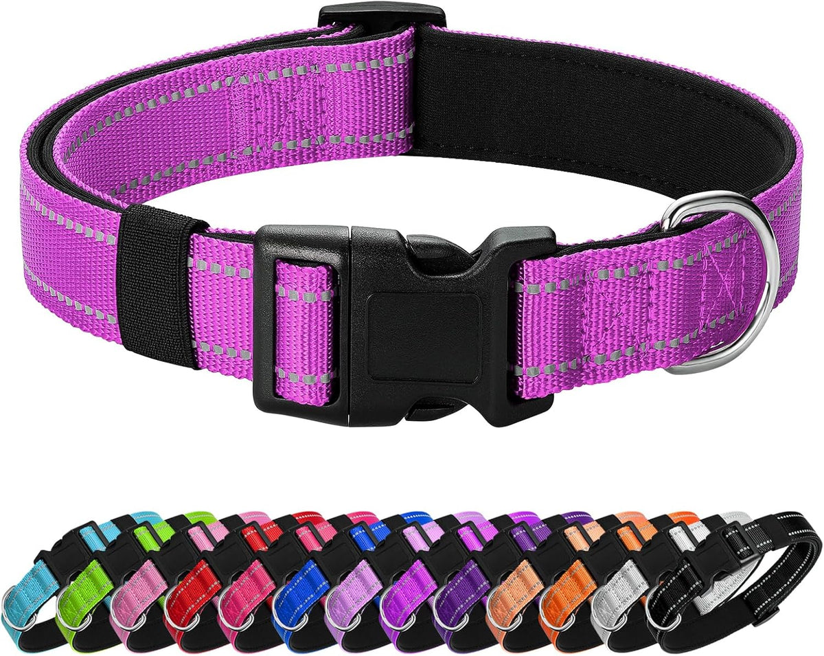Reflective Dog Collar Padded with Soft Neoprene Breathable Quick Release Basic Dog Collars for Puppy Small Dogs Dark Magenta