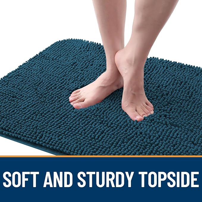 OLANLY Dog Door Mat Set 2-Piece 30x20, Absorbs Moisture and Dirt, Absorbent Non-Slip Washable Doormat, Quick Dry Chenille Mud Mat for Dogs, Entry Indoor Entryway Carpet for Inside Floor, Atlantic Blue