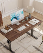 CubiCubi 48 x 24 Inches Electric Standing Desk, Height Adjustable Sit to Stand Desk, Home Office Table with Splice Board(Black Walnut)