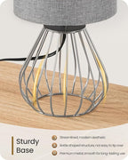 Small Table Lamp, Bedside Lamp with Grey Linen Lampshade & Silver Metal Base, Modern Nightstand Lamp, Little Cute Desk Lamp for Bedroom, Living Room, 2700K LED Bulb Included, SH06TL05