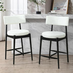 Christopher Knight Home Ebany 25.50" H Barstools Set of 2, Upholstered Counter Stool, Comfy Backrest Kitchen Stool, Rubberwood Frame Stool Chair, Bistro Chair for Kitchen Dining Room, Beige+Black