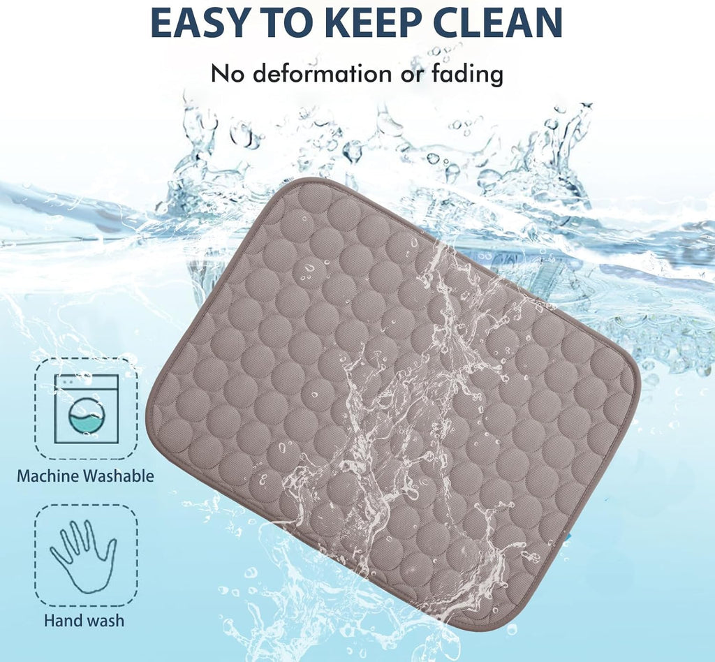 MICROCOSMOS Summer Cooling Mat & Sleeping Pad- Water Absorption Top, Materials Safe, Easy Carry, EZ Clean. Keep Cooling for Pets, Kids and Adults.(Brown, 19" x 15")