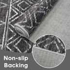 Rug Runners 2x6 Washable - Hallway Runner Rug Moroccan Non Slip Kitchen Runner Low Pile Soft Indoor Floor Mat Front Door for Bedroom Entryway Laundry 2x6 Black