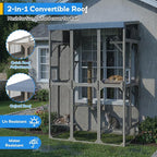 Window Catio Outdoor Cat Enclosure for Indoor Cats, 99.5" Tall Outdoor Cat Patio Cat House with Ultra-Fine Mesh, Large Expandable Perch for Window, 8 Jump Platforms, Scratching Post, Keep Bugs Out