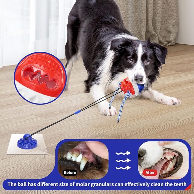 Interactive Dog Toys - Aggressive Chewer Suction Cup Tug of War, Indestructible Puzzle Toys & Treat Dispensing Ball for Dog Enrichment