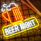 Beer Night Neon Sign for Man Cave Bar Decor Yellow White Beer Neon Light Bar Neon Sign Wall Art for Bedroom Beer Pub Man Cave Restaurant Party Decor