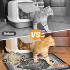 Glittme Cat Litter Mat with Non-Slip Bottom Litter Box Mat 33"X22" Litter Trapping Mat Easy to Clean Washable Cat Food Mat for Kitty,L