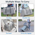 kathson Cat Carrier, Airline Approved Pet Pocket with Breathable Mesh Window Portable Hand Bag Soft Dog Travel Carrier Bag for Puppy Kitten Small Dogs (Grey)