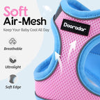 Dooradar Cat Harness and Leash Set, Escape Proof Lightweight Kitten Harness, Soft Breathable Reflective Vest for Outdoor Walking Traveling, Adjustable for Medium Cats, Pink & Blue, M