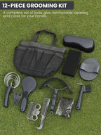 Horse Grooming Kit 12 Pieces Set – Complete Horse Brushes & Care Supplies Set with Organizer Tote Bag, Equine Coat Grooming Tools, Tack Room Equipment & Gifts for Horse Owners & Lovers
