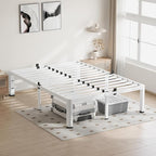 18 Inch Full Size White Bed Frame, 3500Lbs Heavy Duty Metal Platform with Round Corner Legs Mattress Slide Stopper, Steel Slat Support No Box Spring Needed, Noise Free, Non-Slip, Easy Assembly