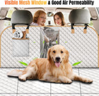 Dog Car Seat Cover for Back Seat, Dog Car Bed Cover with Strong Hard Bottom, Car Back Seat Extender Hammock for Car SUV Truck 4 Panels Beige Color