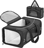 ‌Petsfit Airline Approved Pet Carrier for Small Dogs & Cats, 19x9x12 TSA Approved Carrier, with Removable Dual-Sided Padding (2-Way Placement) - Fits Under Most Airplane Seats, Escape Proof (Black)