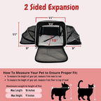 Airline Approved Expandable Premium Pet Carrier on Wheels- Two Sided Rolling Carrier- Designed for Dogs & Cats- Extra Spacious Soft Lined Carrier! (Black) (RL-PET-CARRIER-WHEELS)