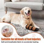 2 Pcs Dog Paw Wound Recovery Boots Non-Slip Dog Protector Boots for Injured Paw Breathable Soft Pet Shoes for Wound Care Outdoor Walking(M,Khaki)