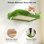 FUKUMARU Cat Wall Shelves, Stable & Safe 4 in 1 Cat Furniture Set, Wooden Climbing Wall with Scratching Post, Bridge and Bed, Stylish Jungle Gym for 16 Inch Drywall - Green