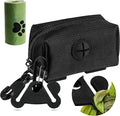 Dog Waste Bag Dispenser Pet Poop Bags Holder for Doggie Waste Bags Dispensers Soft Fabric Zipper Small Doggy Puppy Pouch for Leash Accessory Attachment with Carrier (Black)
