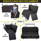 Meadowlark XL Dog Seat Covers Unique Design & Full Car Protection-Doors,Headrests & Backseat. Extra Durable Zippered Side Flap, Waterproof Hammock Pet Seat Cover + Seat Belt & 2 Headrest Protectors