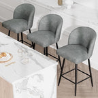 Counter Height Bar Stools Set of 2,360° Swivel Barstools with High Back and Metal Legs,26" Seat Height, Upholstered PU Leather Bar Chairs for Kitchen Island, Dining Room,Cafes,Grey