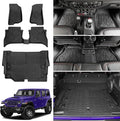 Cargo Mat with Floor Liner Compatible with 2021-2025 Jeep Wrangler JL Unlimited 4XE 4 Door, Cargo Liner TPE Floor Mat for 2024 Jeep Wrangler JL/JLU Accessories(Cargo Mat+Floor Mat)