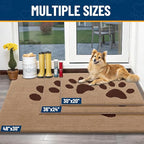 Smiry Dog Door Mat for Muddy Paws, Absorbs Moisture and Dirt, Low-Profile Entryway Mat with Non-Slip Backing, Entry Indoor Outdoor Doormat for Inside Floor (48x30 Inches, Beige, Paw)