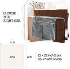 100% Waterproof Couch Arm Covers 2pcs, Fuzzy Chair Arm Covers Thick Soft Recliner Chair Armrest Protectors, Non-Slip Couch Armrest Cover Pet mats for Sofa (Titanium Gray, 22" x 22" 2 Pack)
