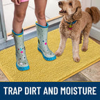Smiry Dog Door Mat for Muddy Paws 24x16, Absorbs Moisture and Dirt Doormat, Non-Slip Washable Quick Dry Chenille Front Door Mat Indoor Entrance, Entryway Carpet for Inside Floor, Yellow