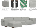 SIMPLIHOME Rex Left-Facing Modular Sectional Sofa in 100% Recycled Polyester Tightly Woven Performance Fabric, Pale Grey, 102-inches Wide, 4-Seater L-Shaped Couch with Left Chaise for Living Room