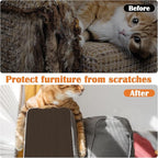 Cat Scratch Furniture Protector - 158" x 17" Trimmable Self-Adhesive Cats Claws Scratch Pads, DIY Cat Climbing Couch Protector for Scratch Post Cat Tree Replacement Indoor (Brown)