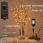 Fudios Lighted Branch Plug in with Timer Willow Branches with Fairy Lights for Vase Twig 32IN 150 LED Outdoor and Indoor Holiday Party Decor