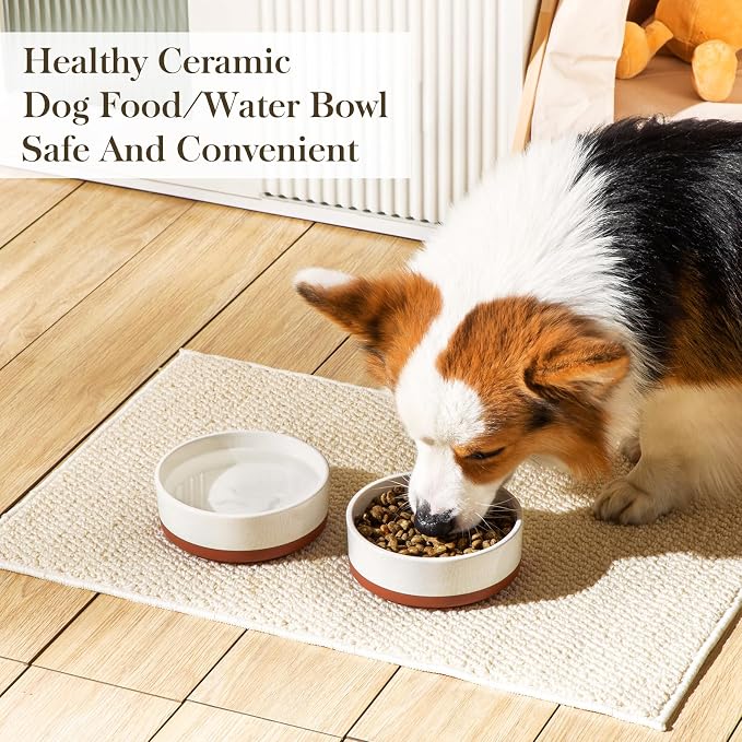 MALACASA Dog Bowls, Ceramic Dog Food and Water Bowls for Small Size Dogs, 1.5 Cups Capacity Pet Bowl for Puppy & Cats (S-1.5 Cups)