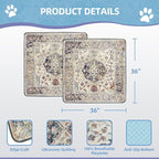 SCLOSE Washable Pee Pad for Dogs 2 Pack, 36" x 36" Reusable Puppy Pads Waterproof Dog Rugs, Super Absorbent, Leakproof, Dog Crate Pad, Playpen Mat, Whelping Pads, Vintage Medallion