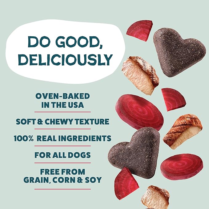 Shameless Pets Soft-Baked Dog Treats, Duck Duck Beet - Natural & Healthy Dog Chews for Digestive Support with Fiber - Dog Biscuits Baked & Made in USA, Free from Grain, Corn & Soy - 1-Pack