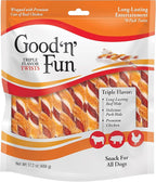 Good ‘n’ Fun Triple Flavor Twists for All Dogs, 70 Count, Treat Your Dog to Long-Lasting Chews Made with Beef Hide, Pork Hide and Chicken