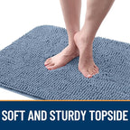 OLANLY Dog Door Mat for Muddy Paws 34x21, Absorbs Moisture and Dirt, Absorbent Non-Slip Washable Doormat, Quick Dry Chenille Mud Mat for Dogs, Entry Indoor Entryway Carpet for Inside Floor, Airy Blue