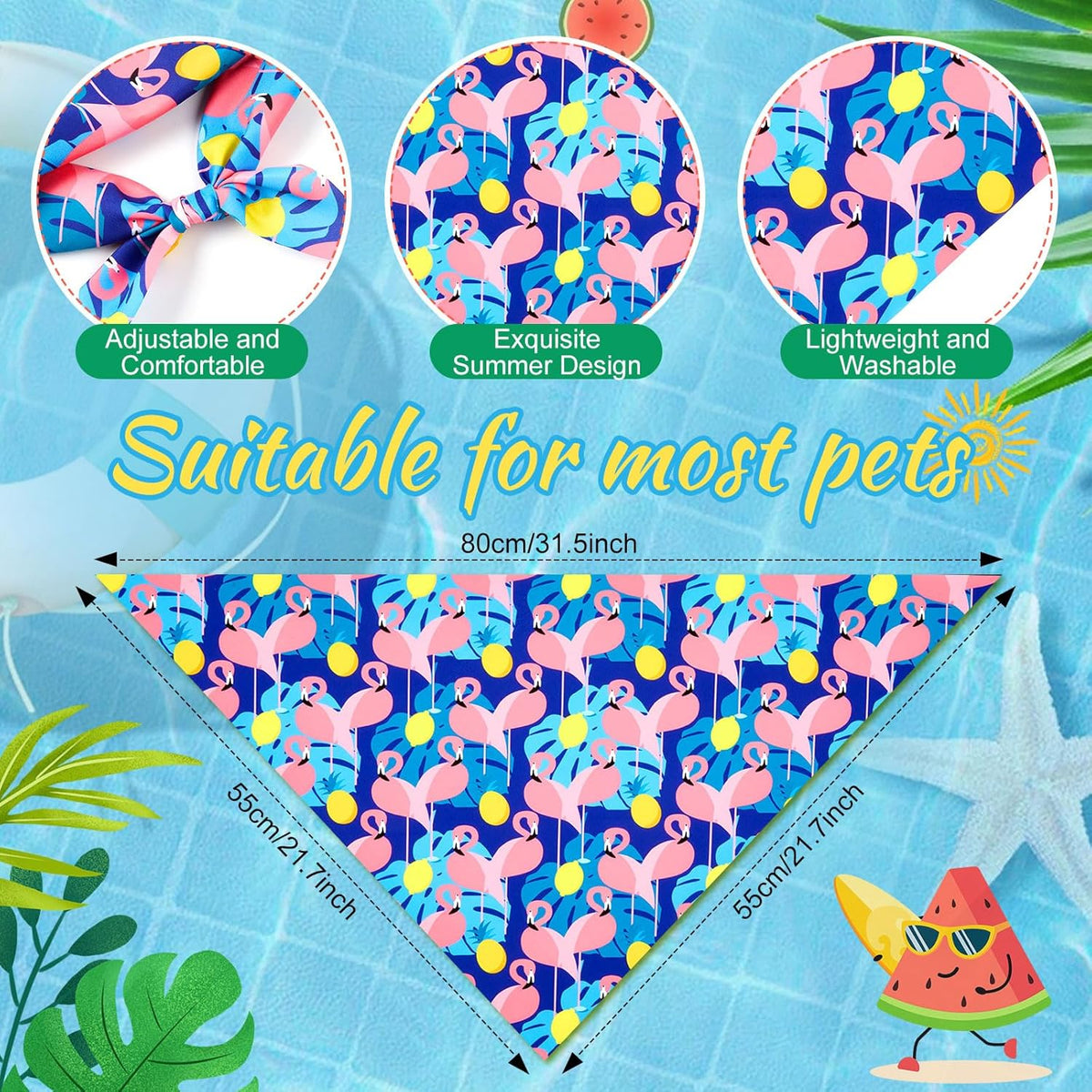 Chunful 100 Pieces Dog Bandanas Bulk Summer Pet Bandanas Pack Triangle Scarf Bib Kerchief Set for Small Large Dog Costume Accessories Decoration(31.5 x 21.7 x 21.7,Fruit)