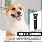 Pet Union Professional Dog Grooming Kit, Rechargeable, Cordless, Low Noise Dog Clippers for Grooming Thick Coats - Clippers, Nail Trimmer, Complete Grooming Set for Dogs, Cats and Other Pets (Chrome)